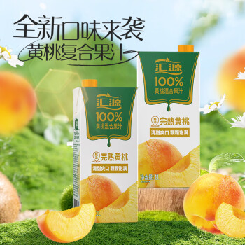 汇源 100%果汁 黄桃复合果汁 1L*2盒